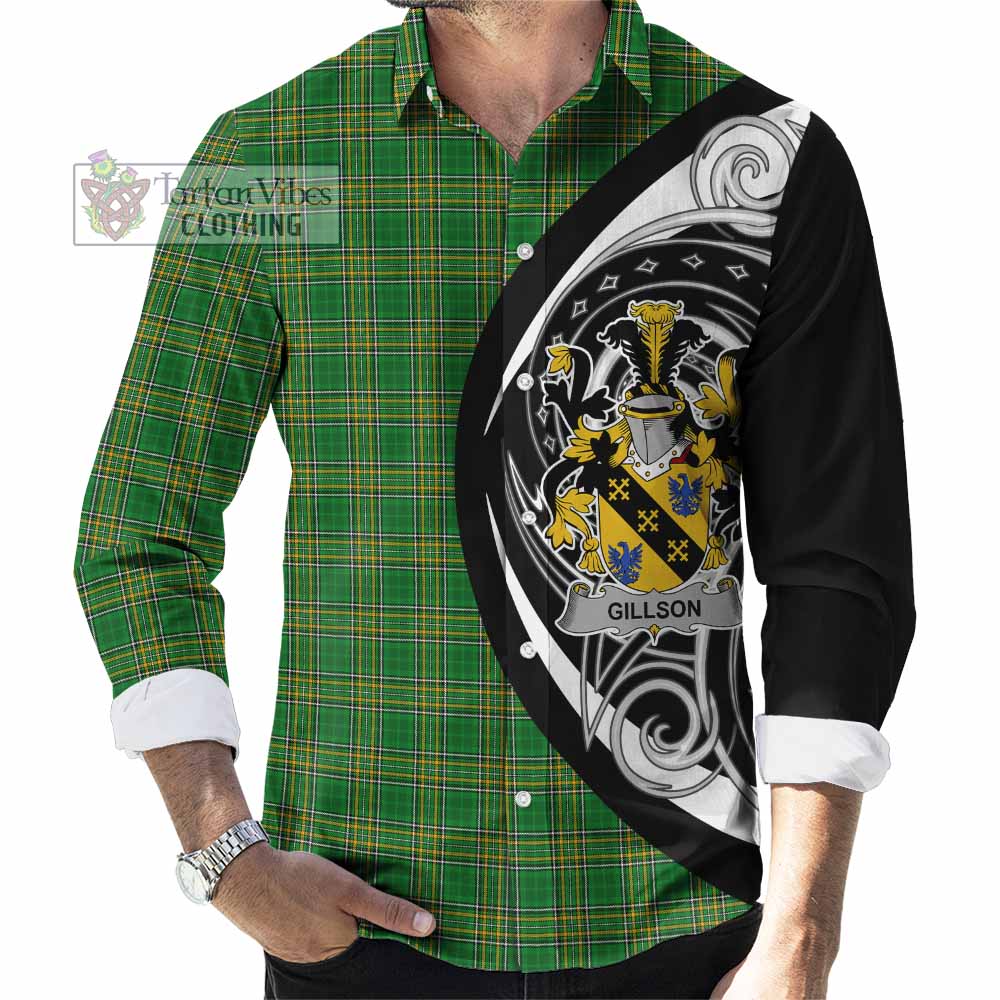 Tartan Vibes Clothing Gillson Irish Clan Long Sleeve Button Shirt Celtic Circle Style