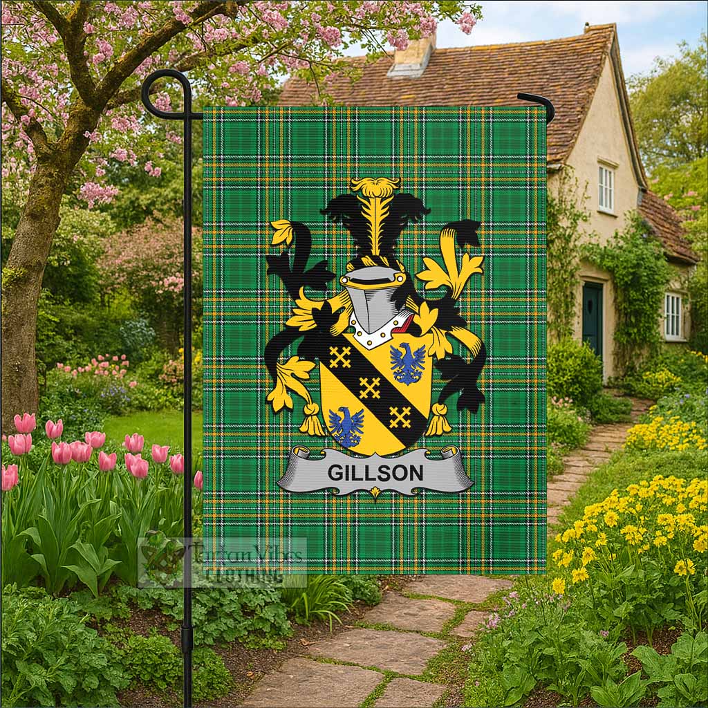 Gillson Irish Clan Tartan Flag with Coat of Arms