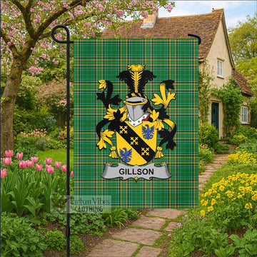 Gillson Irish Clan Tartan Garden Flag with Coat of Arms