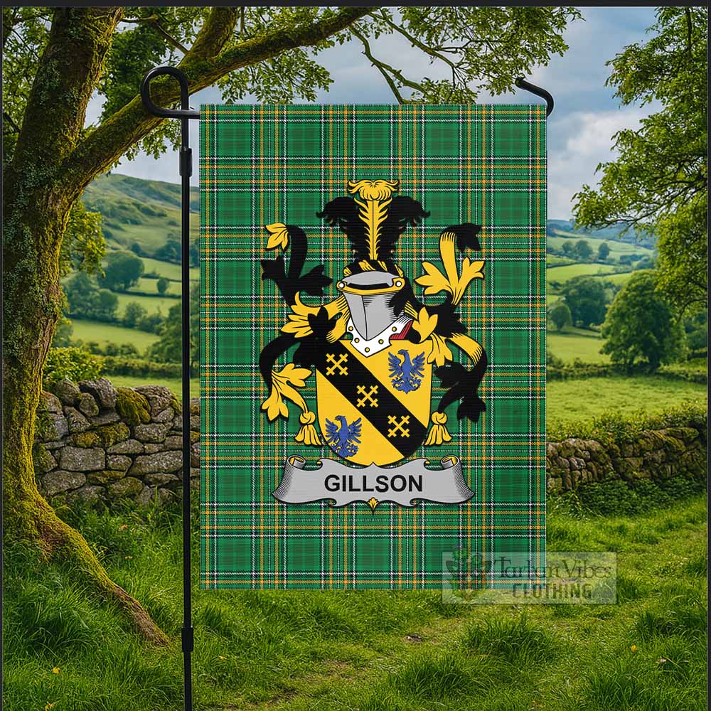 Gillson Irish Clan Tartan Flag with Coat of Arms