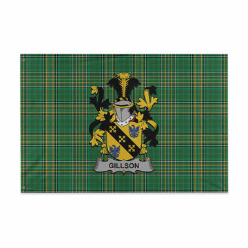 Gillson Irish Clan Tartan House Flag with Coat of Arms