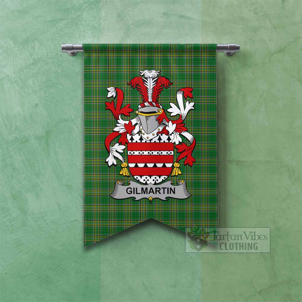 Tartan Vibes Clothing Gilmartin Irish Clan Tartan Gonfalon, Tartan Banner with Coat of Arms