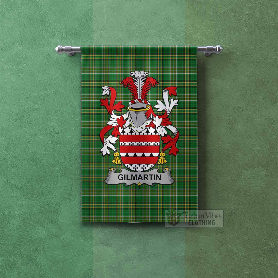 Tartan Vibes Clothing Gilmartin Irish Clan Tartan Gonfalon, Tartan Banner with Coat of Arms