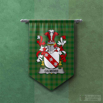 Tartan Vibes Clothing Gilmore Irish Clan Tartan Gonfalon, Tartan Banner with Coat of Arms