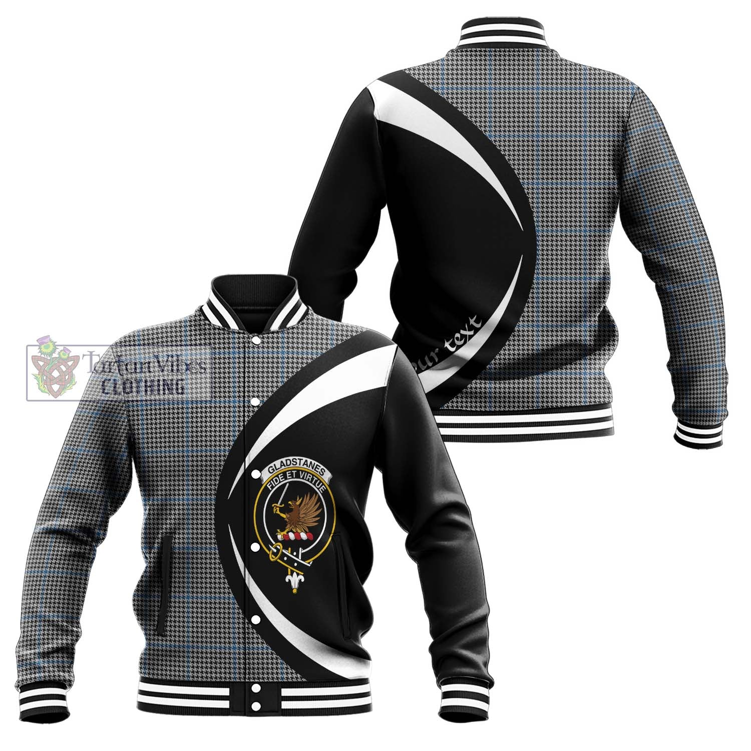 Gladstanes Tartan Baseball Jacket with Family Crest Circle Style Unisex - Tartan Vibes Clothing