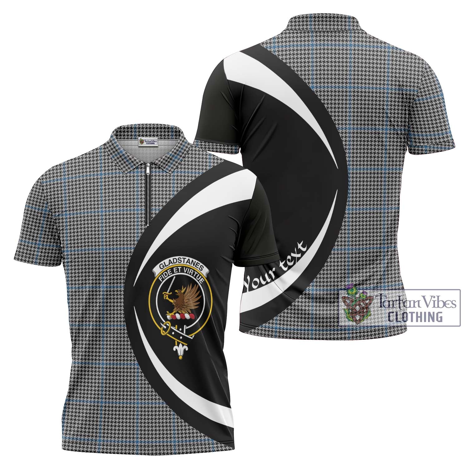 Tartan Vibes Clothing Gladstanes Tartan Zipper Polo Shirt with Family Crest Circle Style