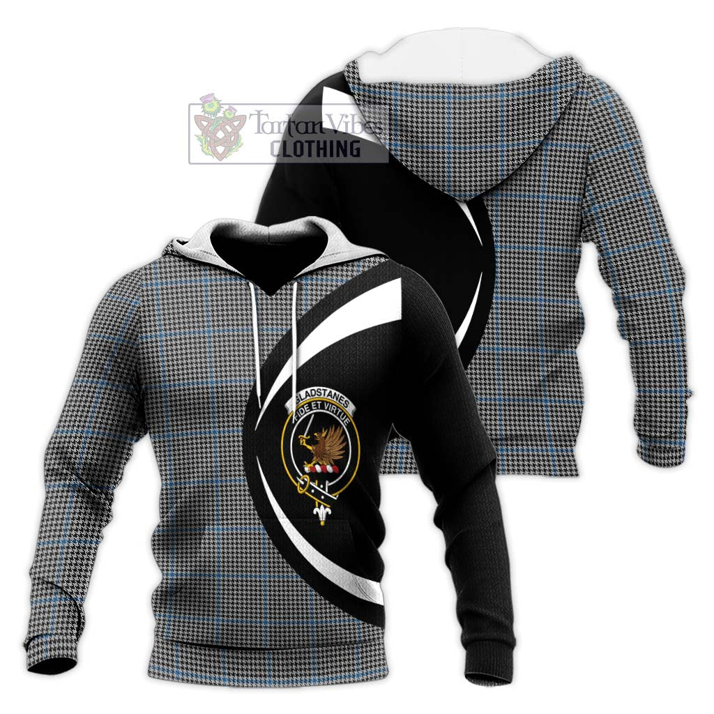 Gladstanes Tartan Knitted Hoodie with Family Crest Circle Style Unisex Knitted Pullover Hoodie - Tartan Vibes Clothing