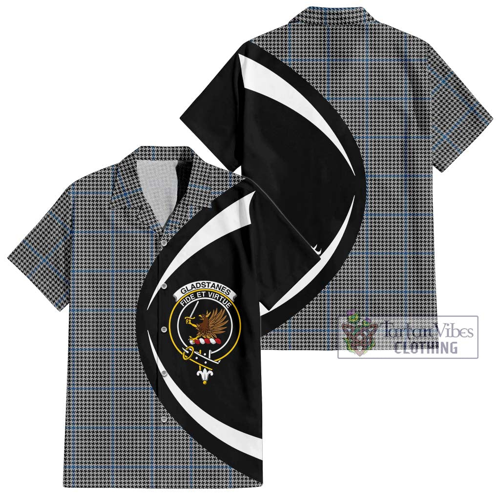 Gladstanes Tartan Short Sleeve Button Up with Family Crest Circle Style Kid - Tartan Vibes Clothing