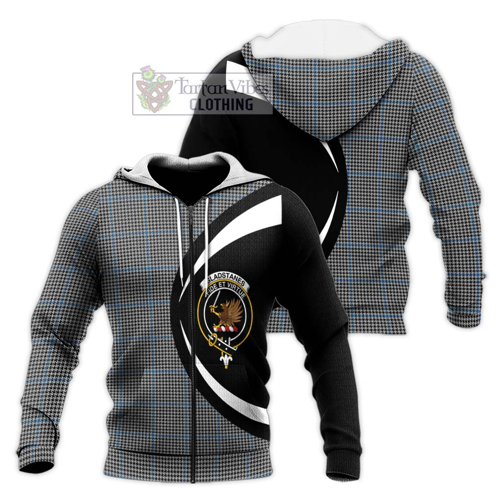 Gladstanes Tartan Knitted Hoodie with Family Crest Circle Style Unisex Knitted Zip Hoodie - Tartan Vibes Clothing