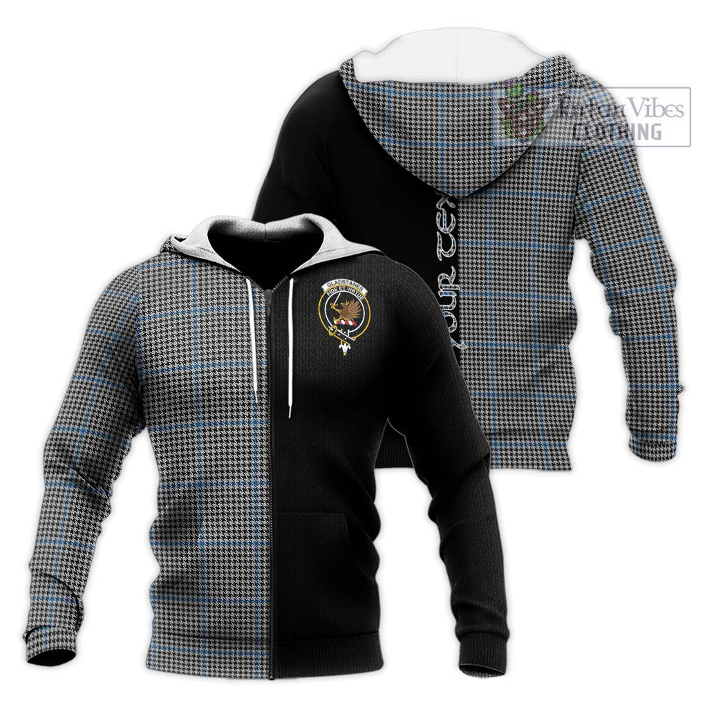 Gladstanes Tartan Knitted Hoodie with Family Crest and Half Of Me Style Unisex Knitted Zip Hoodie - Tartanvibesclothing Shop