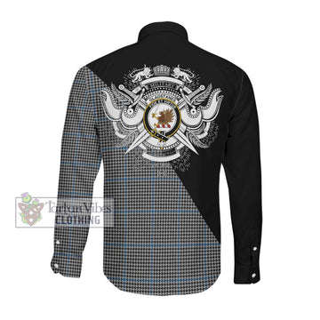 Gladstanes Tartan Long Sleeve Button Shirt with Family Crest and Military Logo Style Men's Shirt - Tartanvibesclothing Shop