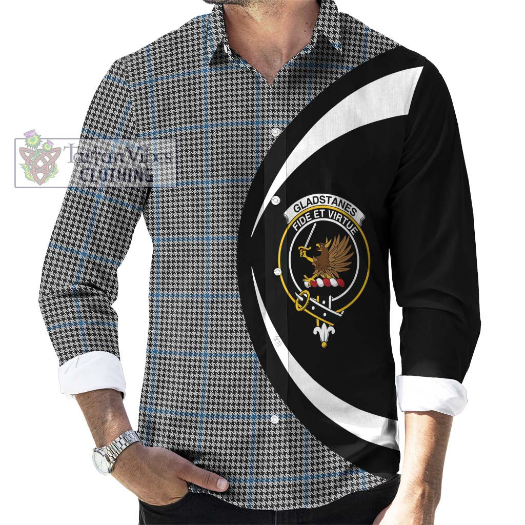 Gladstanes Tartan Long Sleeve Button Up with Family Crest Circle Style - Tartan Vibes Clothing