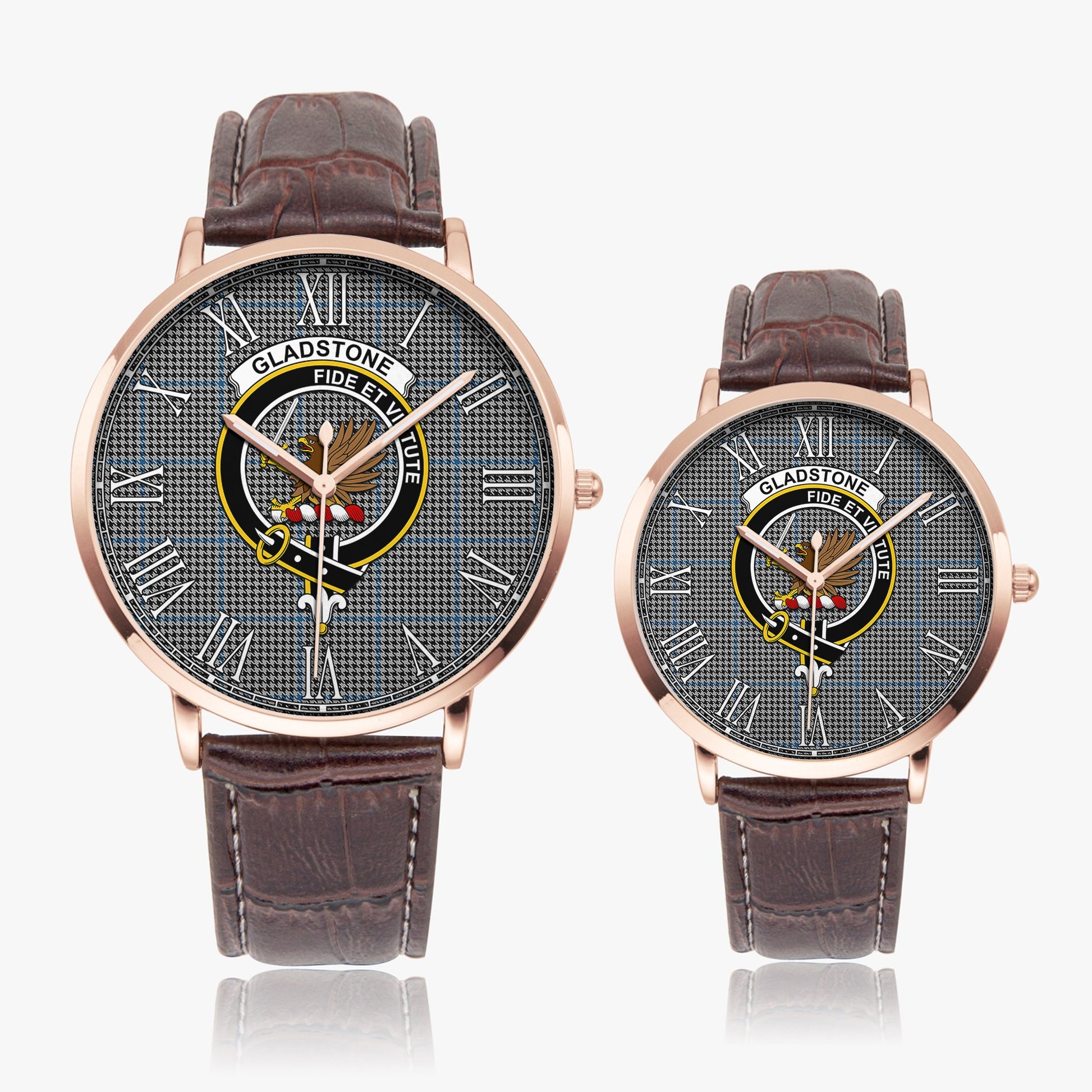 Gladstone Tartan Family Crest Leather Strap Quartz Watch - Tartan Vibes Clothing