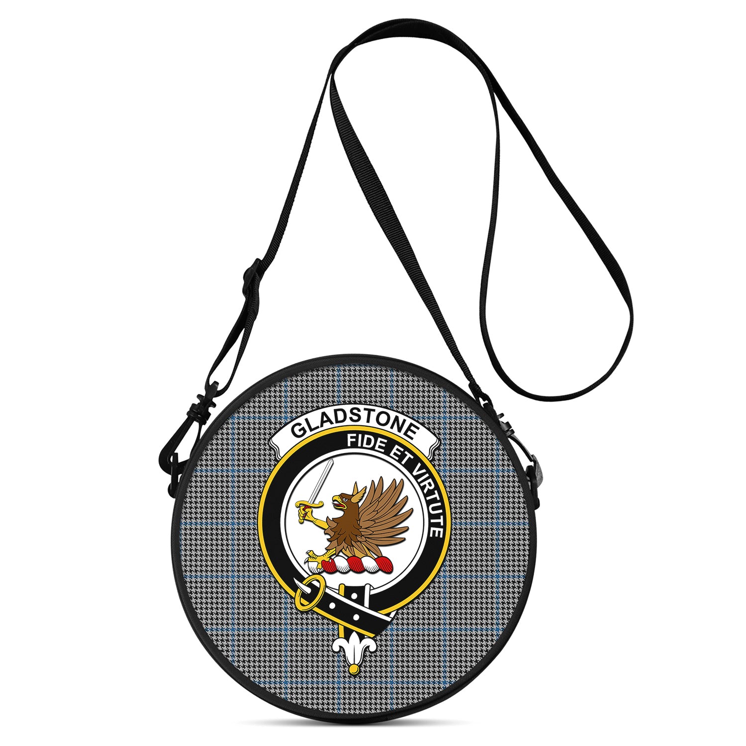 Gladstone Tartan Round Satchel Bags with Family Crest One Size 9*9*2.7 inch - Tartan Vibes Clothing