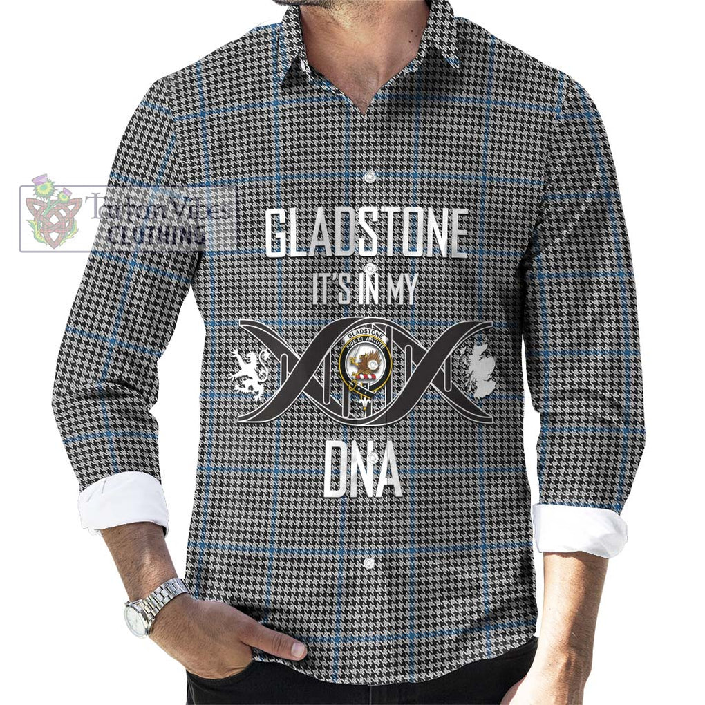 Gladstone Tartan Long Sleeve Button Shirt with Family Crest DNA In Me Style Men's Shirt S - Tartanvibesclothing Shop