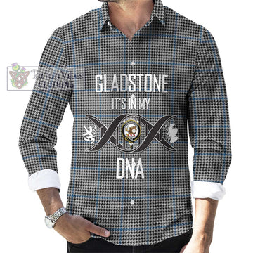 Gladstone Tartan Long Sleeve Button Shirt with Family Crest DNA In Me Style Men's Shirt S - Tartanvibesclothing Shop