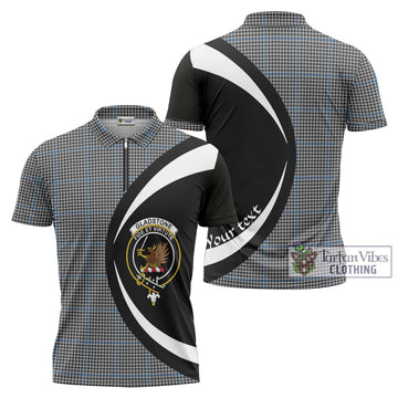 Tartan Vibes Clothing Gladstone Tartan Zipper Polo Shirt with Family Crest Circle Style