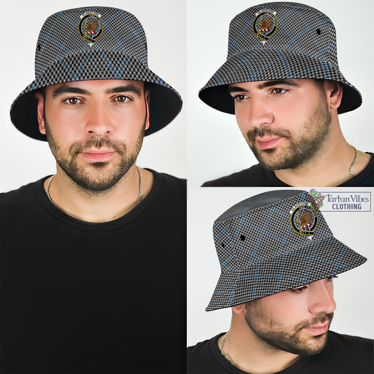 Gladstone Tartan Bucket Hat with Family Crest Bucket Hat One Size - Tartan Vibes Clothing