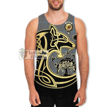Gladstone Tartan Men's Tank Top with Family Crest Celtic Wolf Style Men - Tartan Vibes Clothing