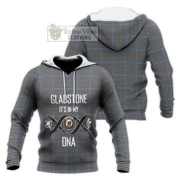 Gladstone Tartan Knitted Hoodie with Family Crest DNA In Me Style Unisex Knitted Pullover Hoodie - Tartan Vibes Clothing