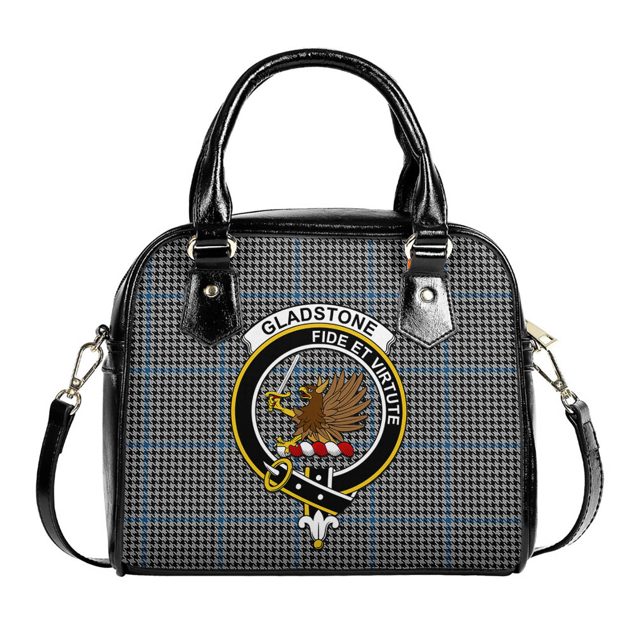 Gladstone Tartan Shoulder Handbags with Family Crest One Size 6*25*22 cm - Tartanvibesclothing