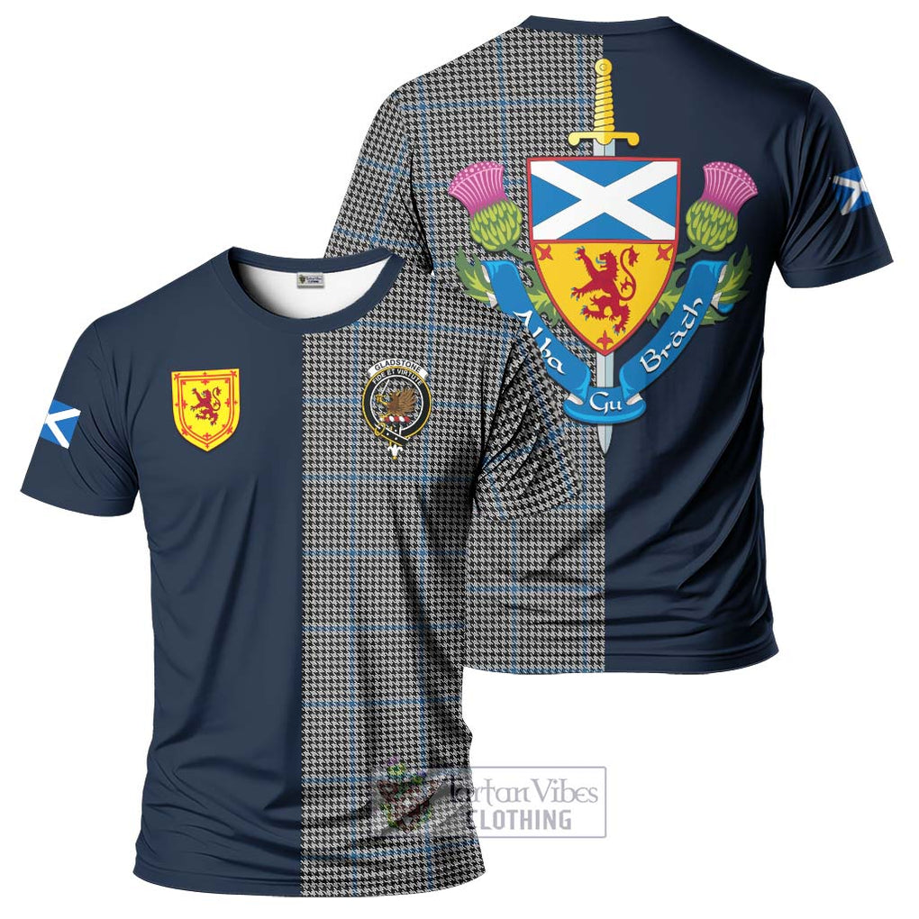 Gladstone Tartan T-Shirt Alba with Scottish Lion Royal Arm Half Style Kid's Shirt - Tartan Vibes Clothing