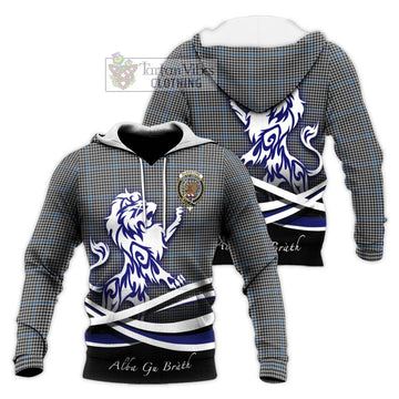 Gladstone Tartan Knitted Hoodie with Alba Gu Brath Regal Lion Emblem Unisex Knitted Pullover Hoodie - Tartan Vibes Clothing
