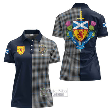 Gladstone Tartan Women's Polo Shirt Alba with Scottish Lion Royal Arm Half Style Women - Tartan Vibes Clothing