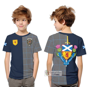 Gladstone Tartan Kid T-Shirt Alba with Scottish Lion Royal Arm Half Style Youth XL Size14 - Tartan Vibes Clothing