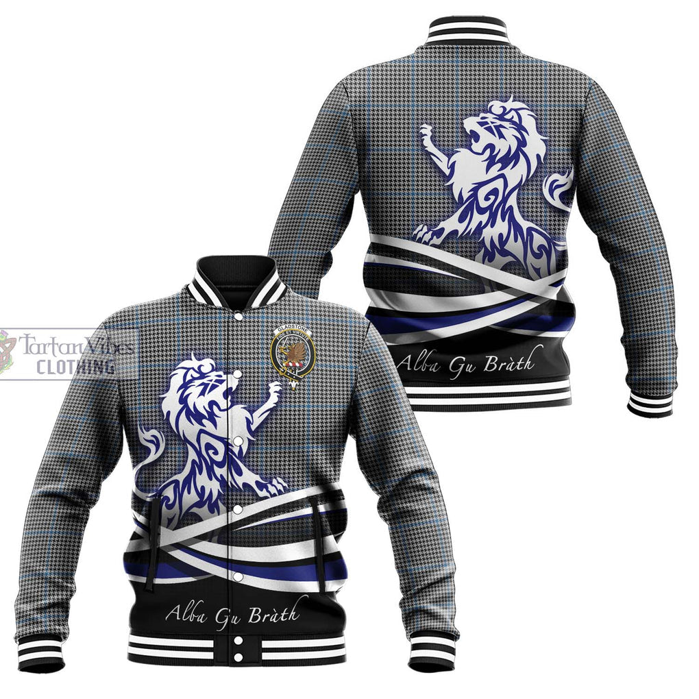 Gladstone Tartan Baseball Jacket with Alba Gu Brath Regal Lion Emblem Unisex - Tartan Vibes Clothing