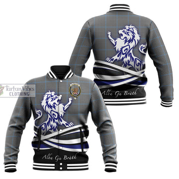 Gladstone Tartan Baseball Jacket with Alba Gu Brath Regal Lion Emblem Unisex - Tartan Vibes Clothing