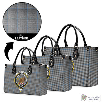 Gladstone Tartan Luxury Leather Handbags with Family Crest L - Tartan Vibes Clothing