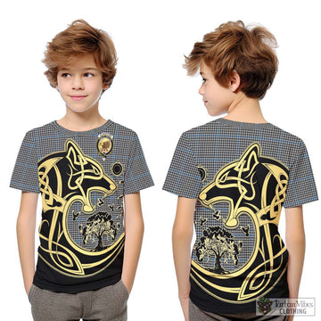 Gladstone Tartan Kid T-Shirt with Family Crest Celtic Wolf Style Youth XL Size14 - Tartan Vibes Clothing