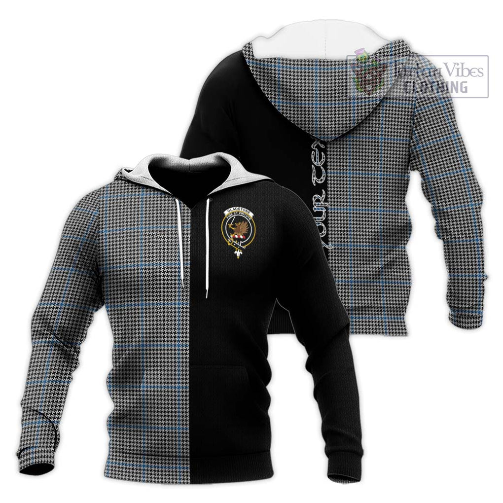 Gladstone Tartan Knitted Hoodie with Family Crest and Half Of Me Style Unisex Knitted Pullover Hoodie - Tartanvibesclothing Shop