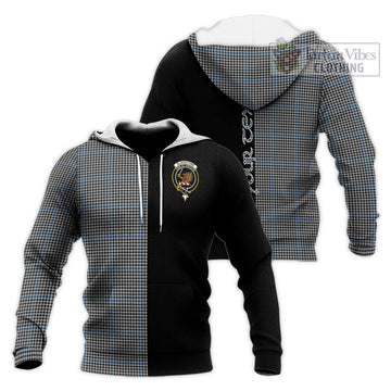 Gladstone Tartan Knitted Hoodie with Family Crest and Half Of Me Style Unisex Knitted Pullover Hoodie - Tartanvibesclothing Shop
