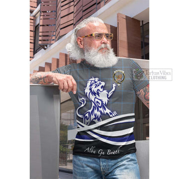 Gladstone Tartan Cotton T-shirt with Alba Gu Brath Regal Lion Emblem Men's Shirt - Tartan Vibes Clothing