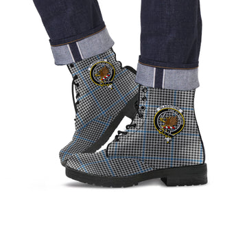 Gladstone Tartan Leather Boots with Family Crest Men' Boots - Tartan Vibes Clothing
