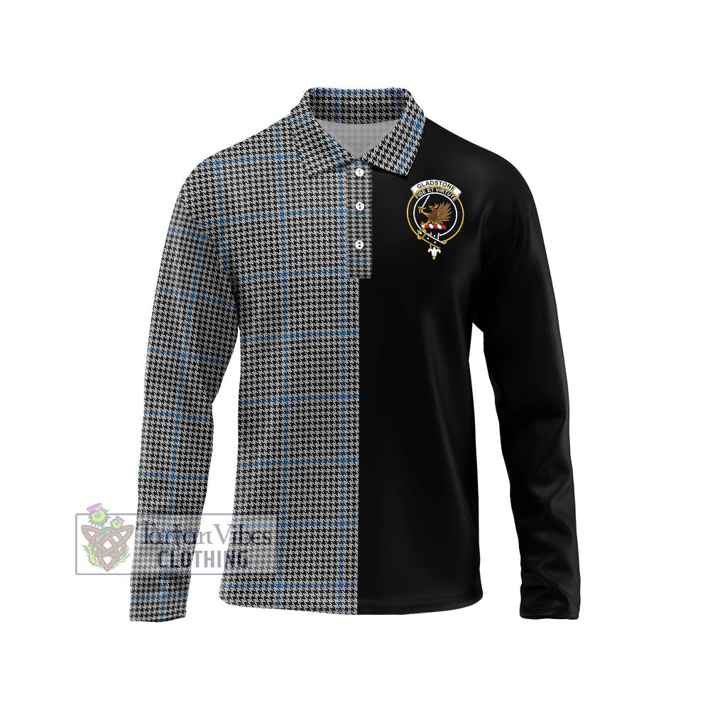 Gladstone Tartan Long Sleeve Polo Shirt with Family Crest and Half Of Me Style Unisex - Tartanvibesclothing Shop