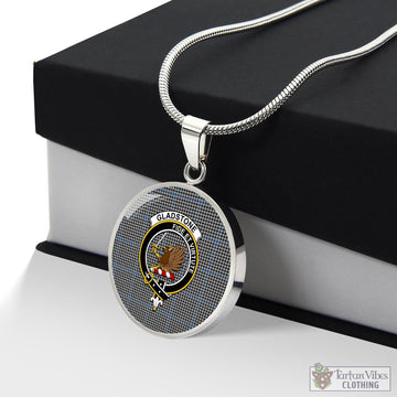 Gladstone Tartan Circle Necklace with Family Crest Luxury Necklace (Silver) No - Tartan Vibes Clothing