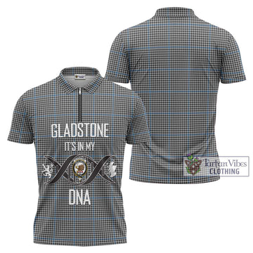 Gladstone Tartan Zipper Polo Shirt with Family Crest DNA In Me Style Unisex - Tartan Vibes Clothing