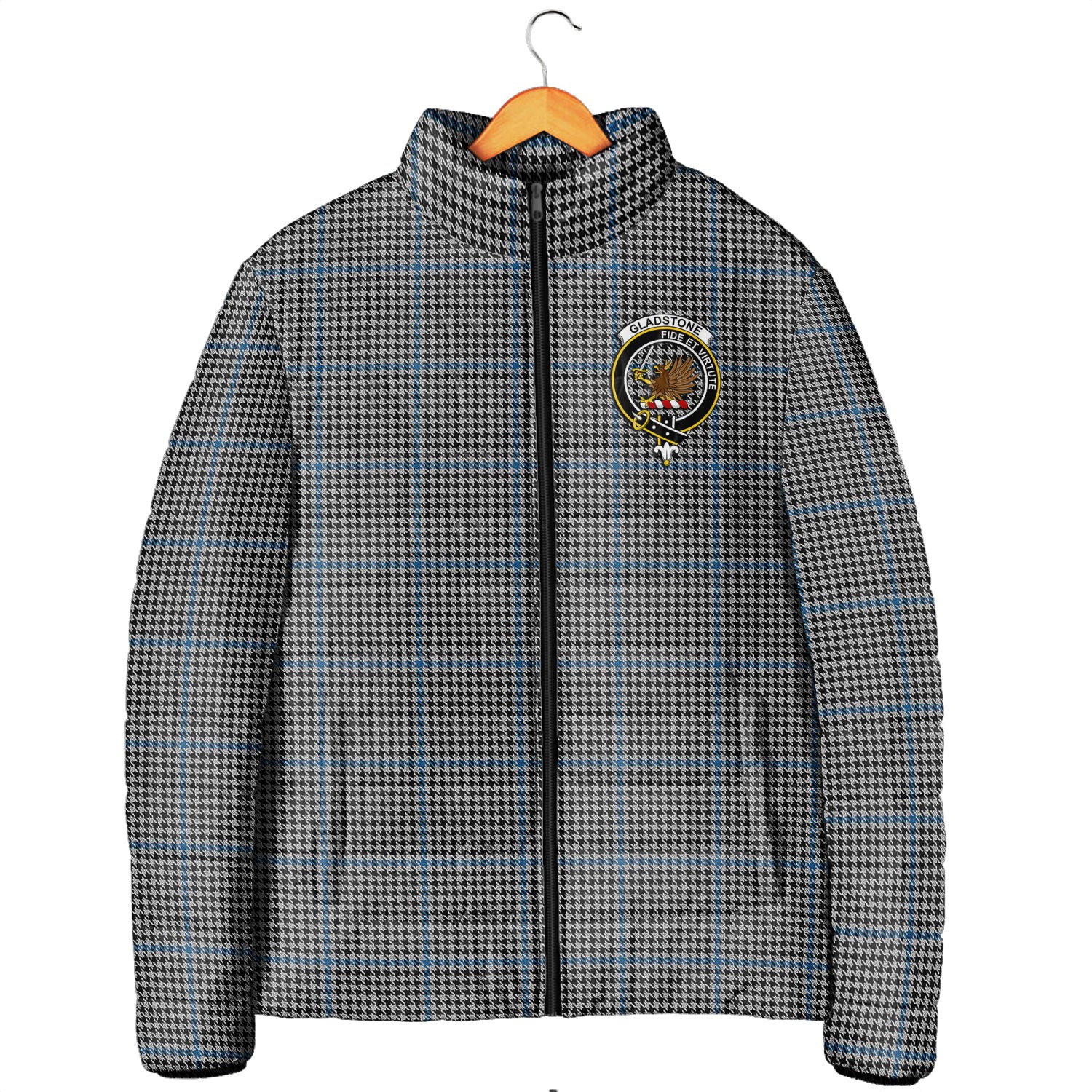 Gladstone Tartan Padded Jacket with Family Crest Men's Padded Jacket - Tartan Vibes Clothing
