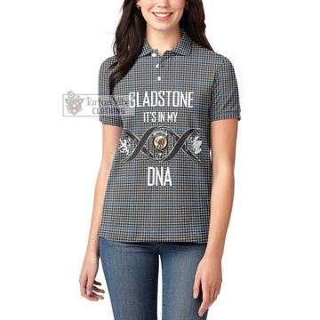 Gladstone Tartan Women's Polo Shirt with Family Crest DNA In Me Style Women - Tartan Vibes Clothing