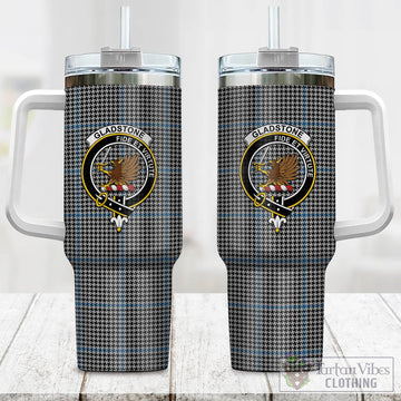 Gladstone Tartan Tumbler with Handle with Family Crest One Size 40 OZ - Tartan Vibes Clothing