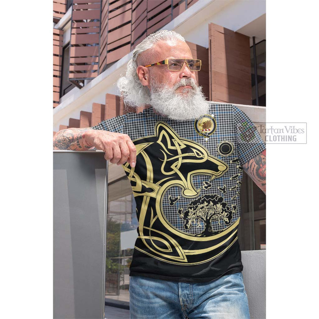 Gladstone Tartan Cotton T-shirt with Family Crest Celtic Wolf Style Men's Shirt - Tartan Vibes Clothing
