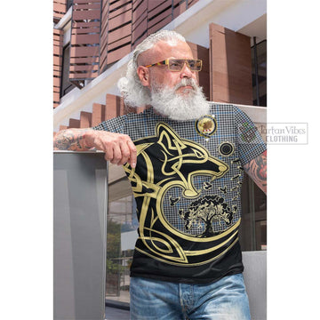 Gladstone Tartan Cotton T-shirt with Family Crest Celtic Wolf Style Men's Shirt - Tartan Vibes Clothing