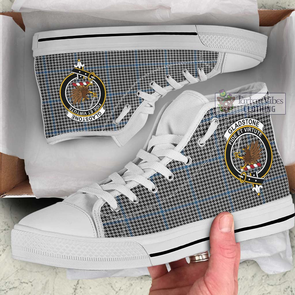 Gladstone Tartan High Top Shoes with Family Crest Kid High Top - White Sole - Tartan Vibes Clothing