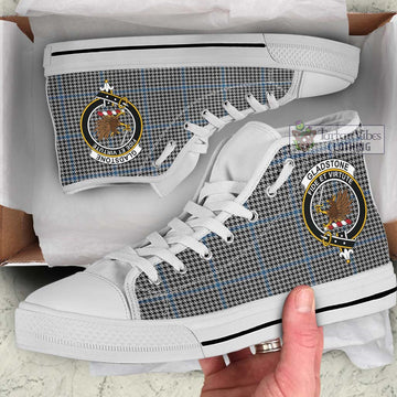Gladstone Tartan High Top Shoes with Family Crest Kid High Top - White Sole - Tartan Vibes Clothing
