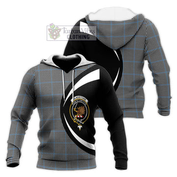 Gladstone Tartan Knitted Hoodie with Family Crest Circle Style Unisex Knitted Pullover Hoodie - Tartan Vibes Clothing