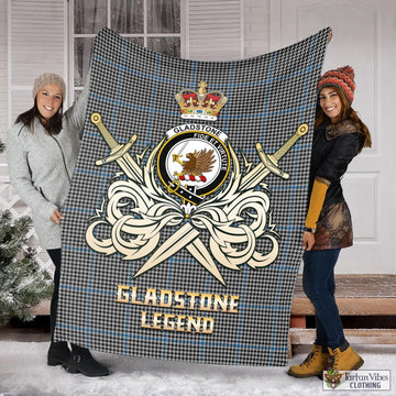 Gladstone Tartan Blanket with Clan Crest and the Golden Sword of Courageous Legacy