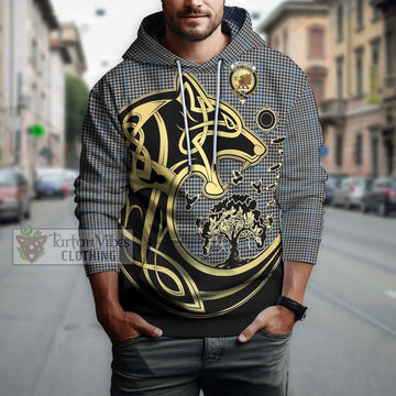 Gladstone Tartan Hoodie with Family Crest Celtic Wolf Style Zip Hoodie - Tartan Vibes Clothing